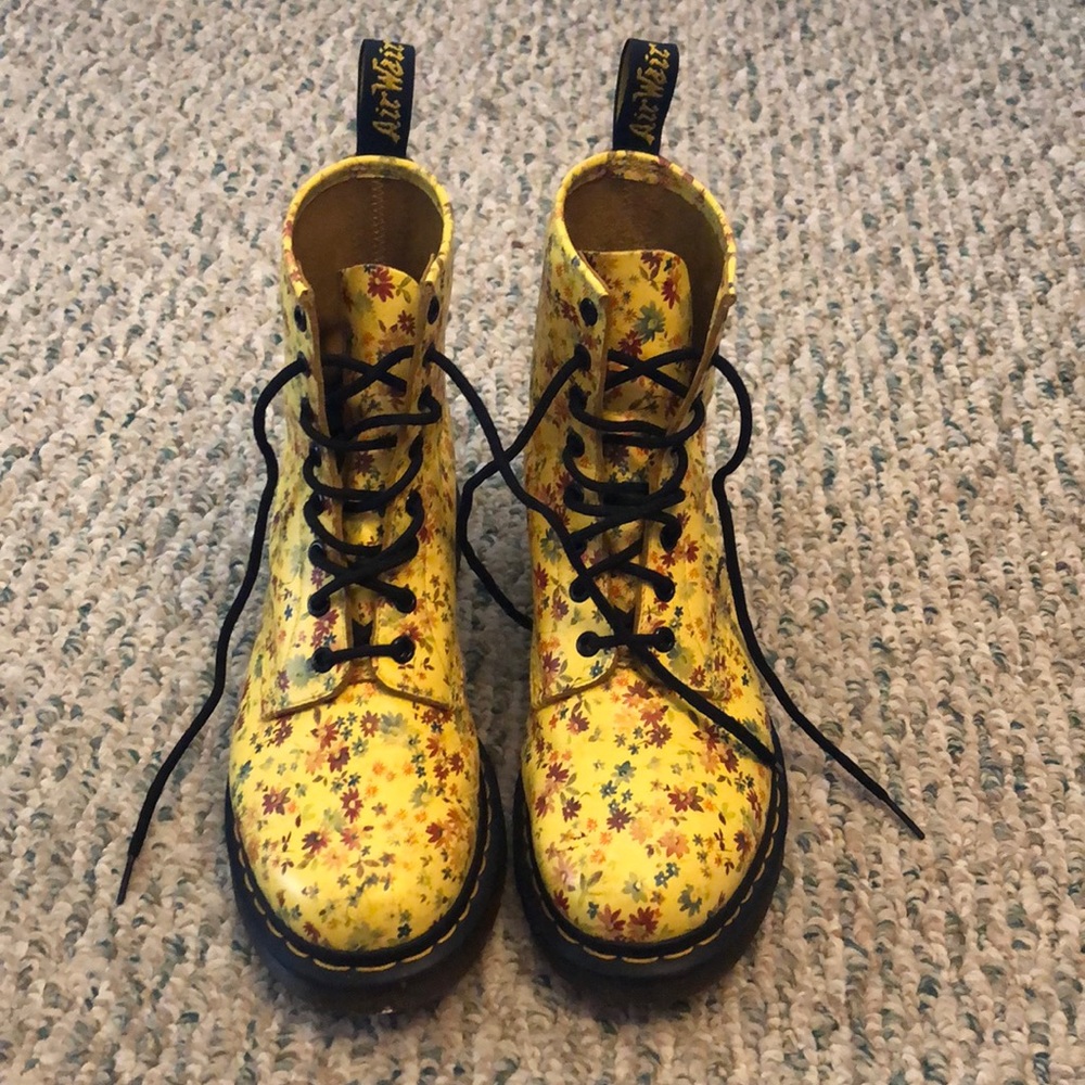 Yellow floral doc martens